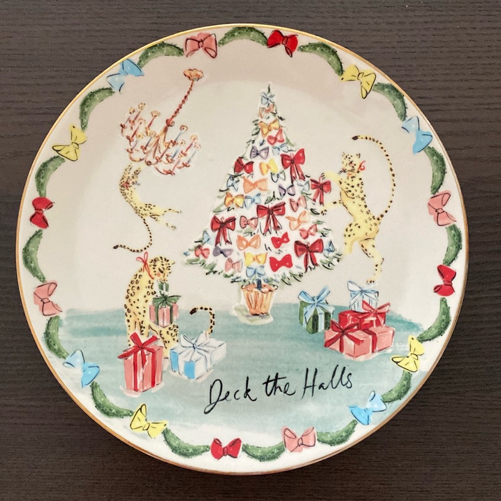 Anthropologie Susannah Garrod Deck the Halls Christmas Plate